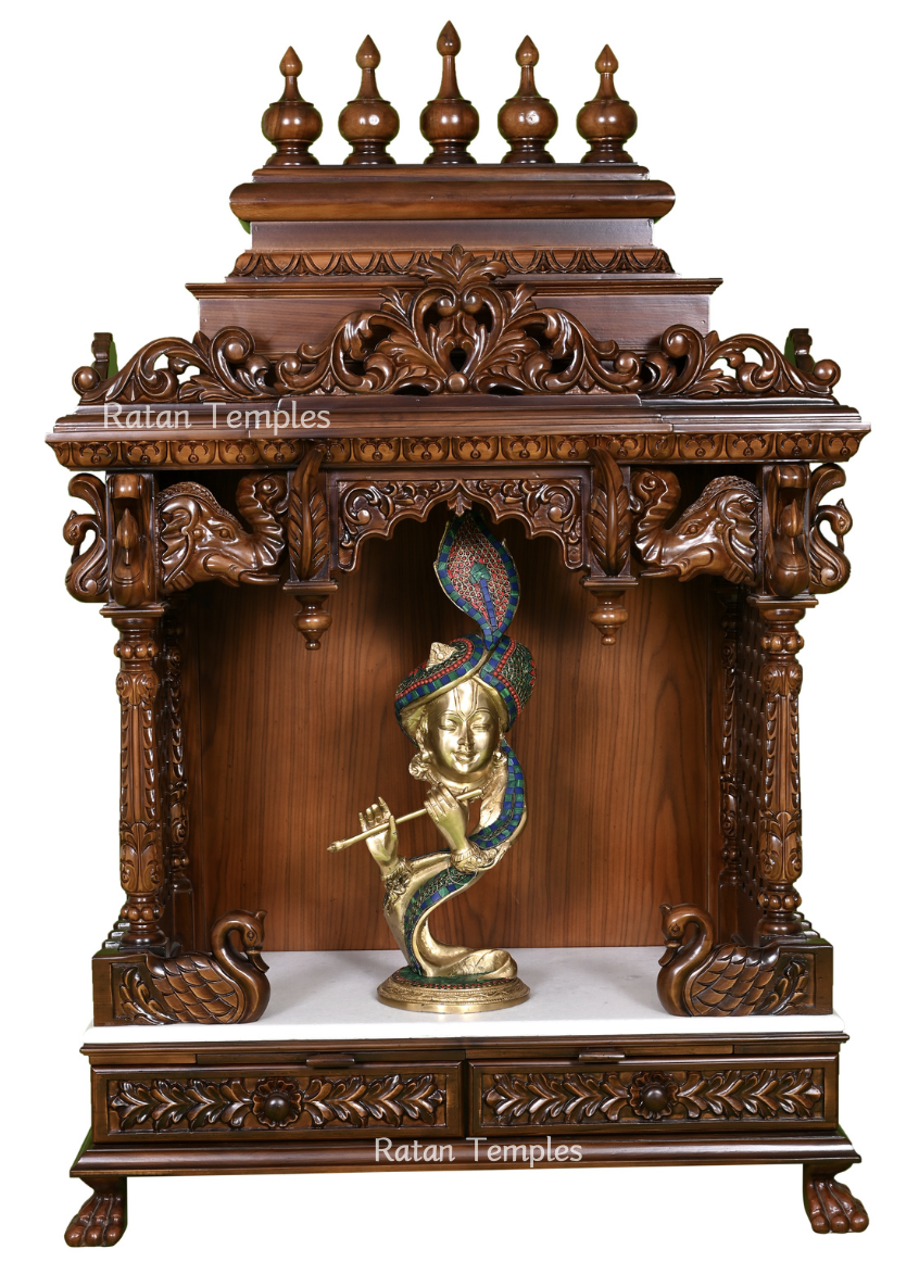 Hand-Carved Teak Pooja Mandir – Model M-2